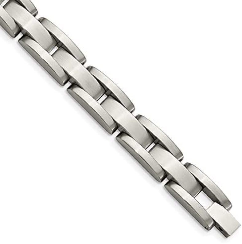 ICE CARATS Stainless Steel Brushed 8 Inch Link Bracelet Contemporary Men Fashion Jewelry for Dad Mens Gifts for Him