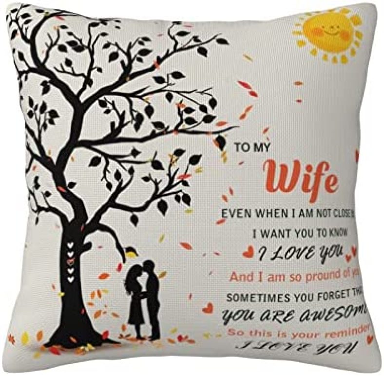 Wife Gifts from Husband Wife Throw Pillow Cover Cushion Cover Pillowcase Wife Birthday Gifts Valentines’ Day Gifts 18X18 IN-09