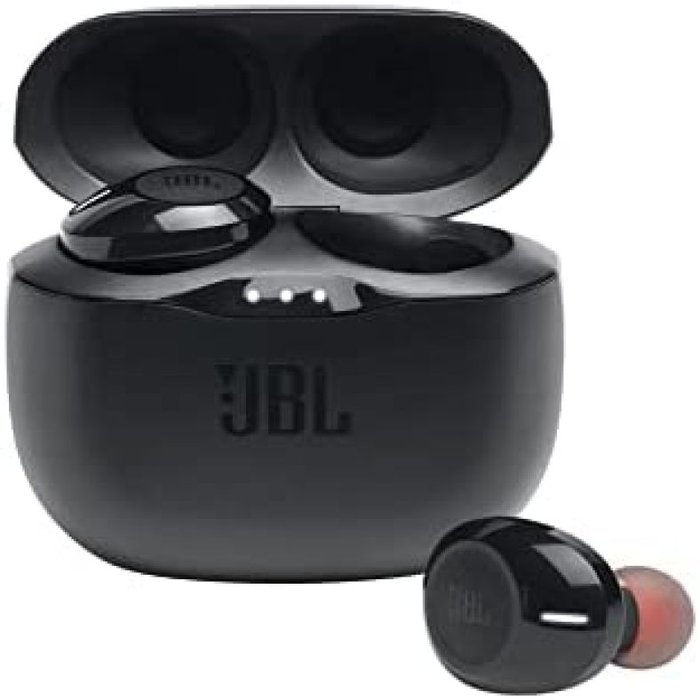 JBL Tune 125TWS True Wireless In-Ear Headphones – Pure Bass Sound, 32H Battery, Bluetooth, Fast Pair, Comfortable, Wireless Calls, Music, Native Voice Assistant (Black), Small