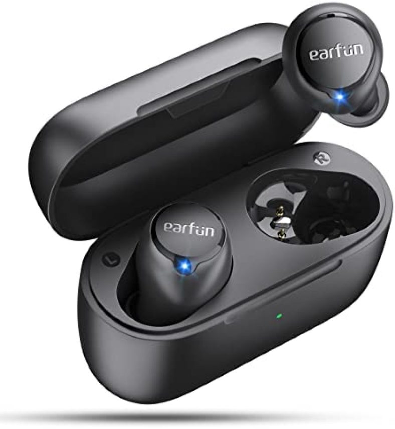 EarFun Free 2S Wireless Earbuds, [Upgraded Version] Qualcomm® CVC™ 8.0 ENC, Bluetooth 5.2 Wireless Earbuds, Sweatshield™ IPX7 Waterproof Bluetooth Headphone, aptX™ Deep Bass, APP, Game Mode