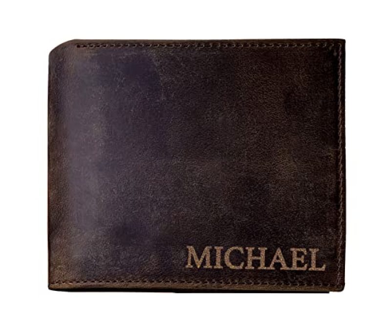 Personalized Leather Wallet for Men, Valentines Day Gifts for Him, Custom Name Wallets, Customazible Gift for Husband, Dad, Boyfriend, Him, Men Gifts for Anniversary, Birthday, Wedding, Fathers Day