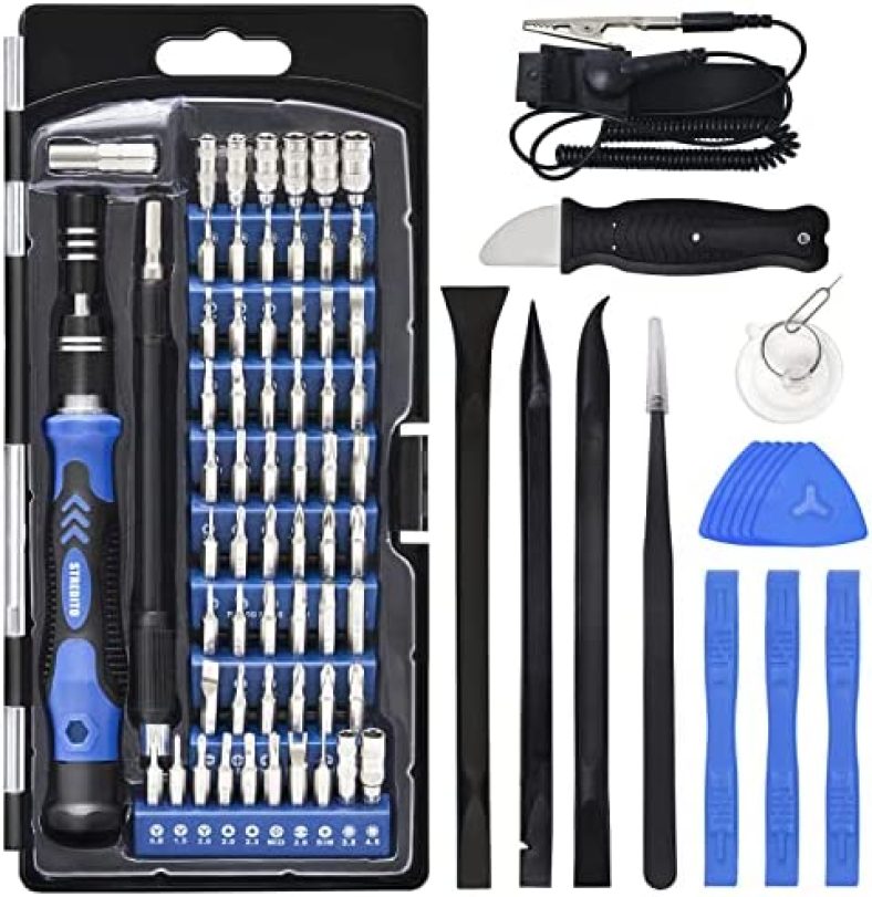 STREBITO Precision Screwdriver Set, 79 in 1 Screwdriver Kit with 58 Bits & Anti Static Wrist Strap, Magnetic Driver Electronics Repair Tool Kit for Computer, iPhone, Laptop, Cell Phone, Macbook, PS4/5