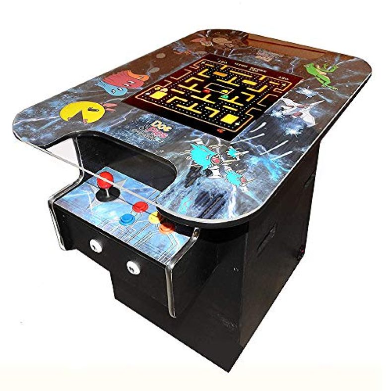 Doc and Pies Arcade Factory Cocktail Arcade Machine – 60 Retro Games – Full Size LCD Screen, Buttons and Joystick