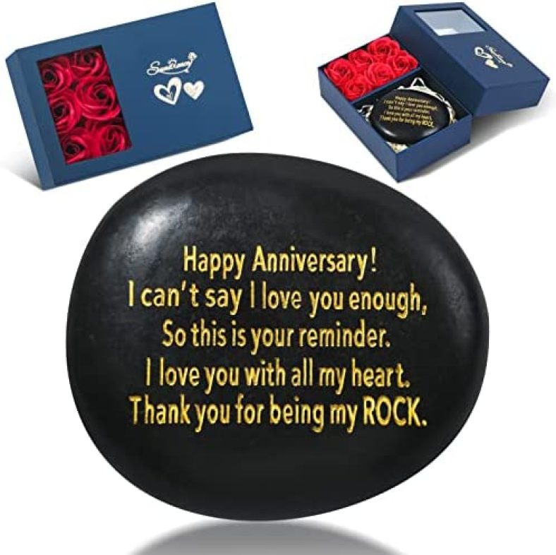 Anniversary Wedding Gifts for Him, Couple Gifts, Anniversary Wedding Gifts for Couple, Husband, Wife, Boyfriend or Girlfriend, Engraved Natural Rock Gift with Words, Unique Birthday Gifts.