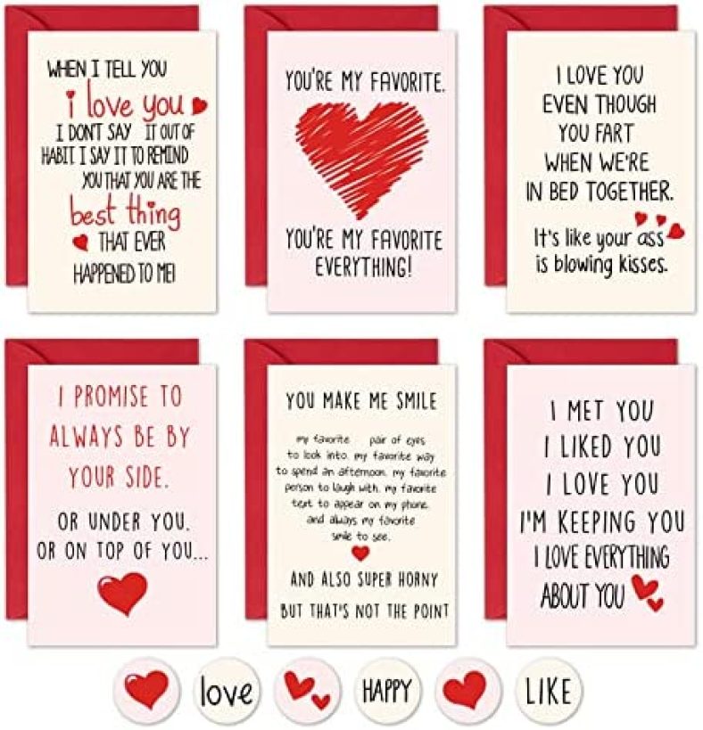 AnyDesign 24 Pack Valentine’s Day Greeting Cards Anniversary Wedding Birthday Gift Card with Envelopes Stickers Love and Romantic Blank Note Cards Assortment for Wife Husband Girlfriend Boyfriend