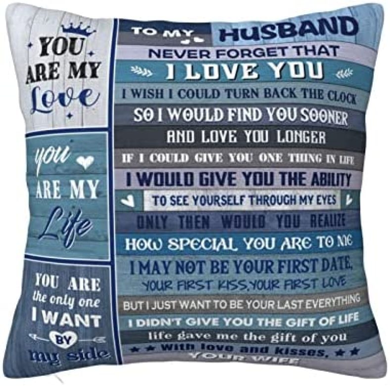 Aotbuort Gifts for Husband Birthday Gift from Wife Husband Gifts for Men Best Anniversary Ideas Gift for Him to My Husband Valentines Day Pillow Cover Gifts 18 x 18 Inch