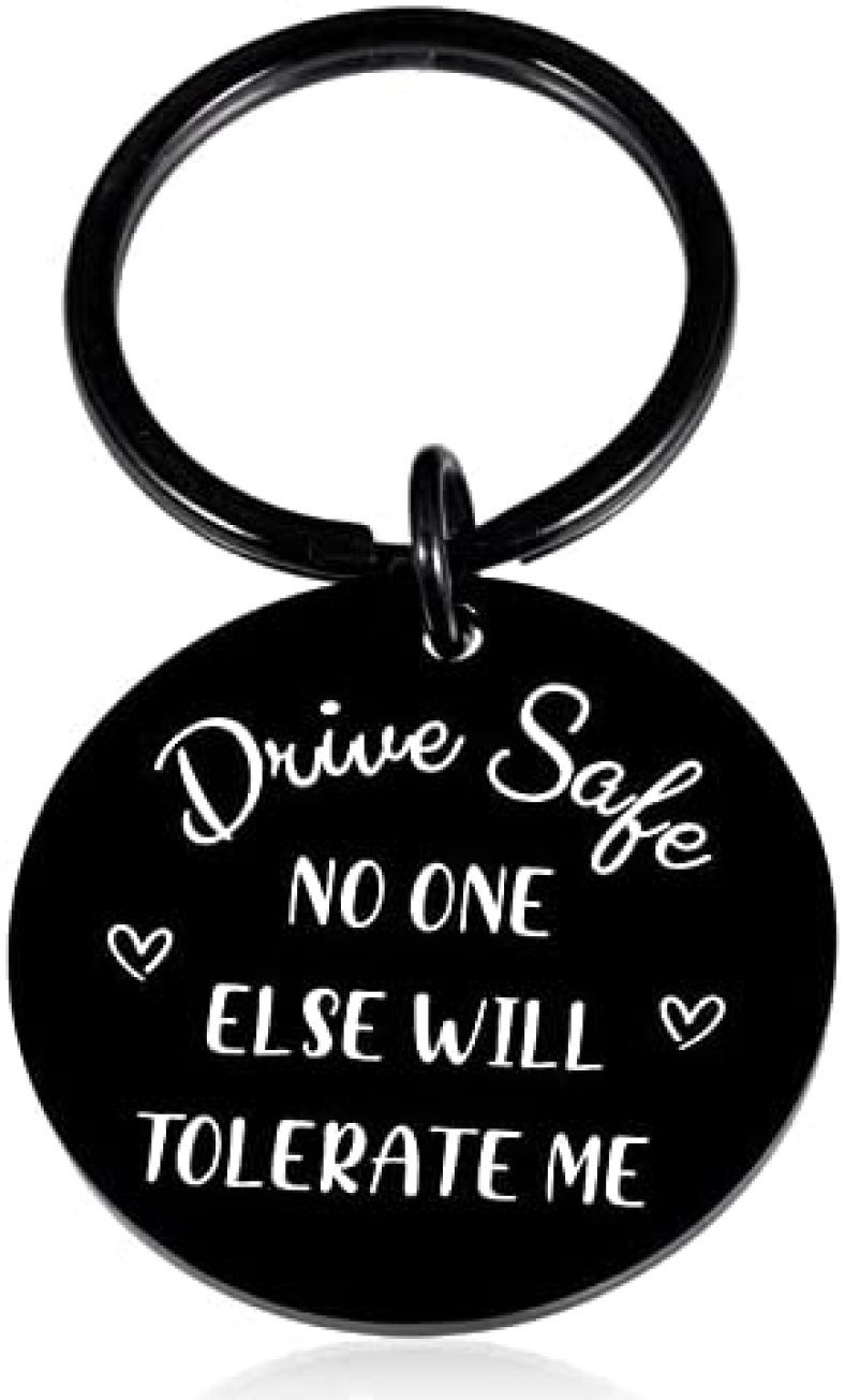 Boyfriend Gifts from Girlfriends Christmas Gifts for Men Him Husband Wife Fiance Couple Groom Hubby Valentines Day Birthday Wedding Anniversary Presents Cute Drive Safe Keychains from Wife Women