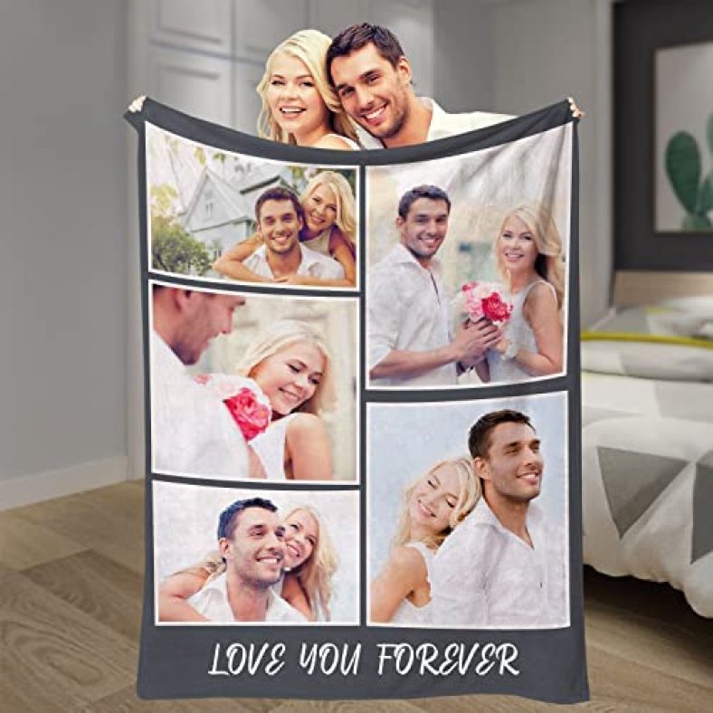 Custom Blanket With Photo Text Personalized Throw Customized Picture For Lovers Pets Gift Flannel Birthday Halloween Couples Gifts for Boyfriend Girlfriend Wife Husband Anniversary Valentines Day