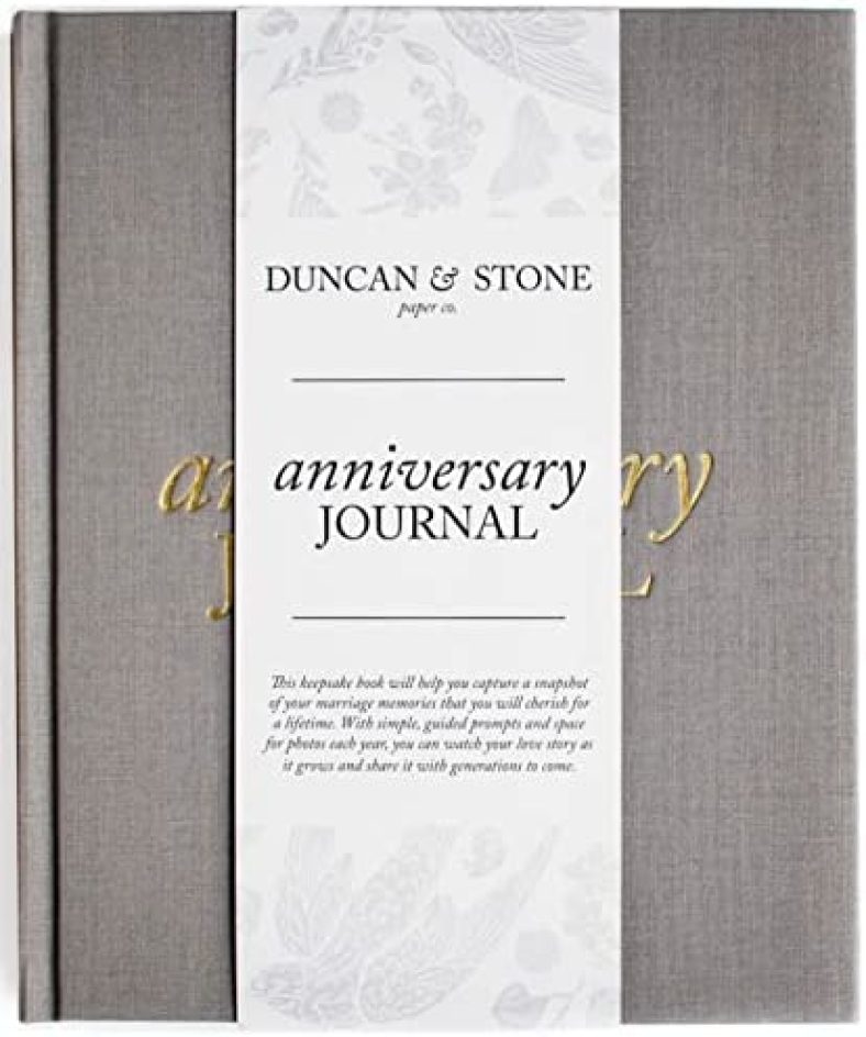 DUNCAN & STONE PAPER CO. Wedding Anniversary Journal (Taupe, 189 Pages) – Anniversary Book for Couple – Marriage Memory Book & Photo Album – Perfect Anniversary Journal for Couples