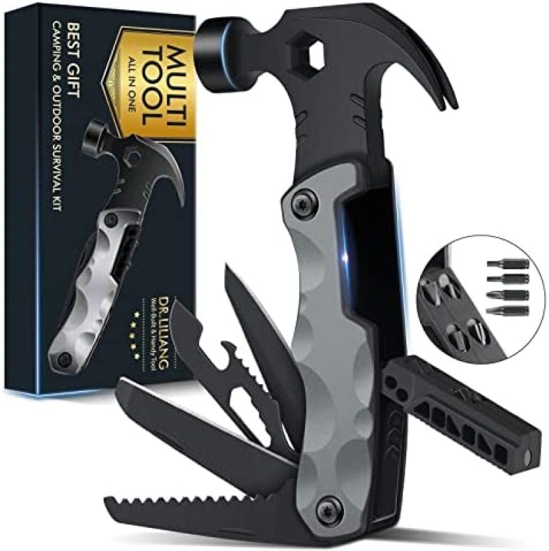 Father’s Day Gifts for Dad from Daughter Son Hammer Multitool Camping Accessories, 13 In 1 Pocket Multi Survival Tools Cool Gadgets Christmas Birthday Gifts for Men Dad Him Women Husband Grandpa Wife