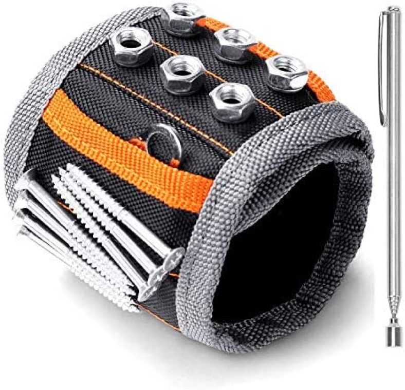 HORUSDY Magnetic Wristband, for Dad, with Strong Magnets for Holding Screws, Nails, Drilling Bits, Tool Gift for Men