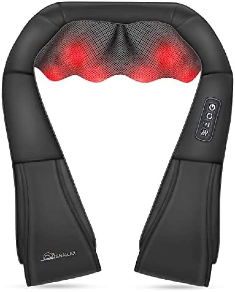 Snailax Shiatsu Neck and Shoulder Massager – Back Massager with Heat, Deep Kneading Electric Massage Pillow for Neck, Back, Shoulder,Foot,Body