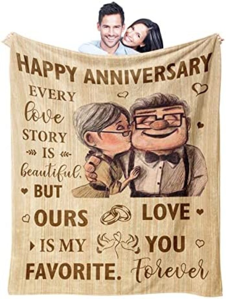 Wedding Anniversary Blanket Gifts for Him Her Wife Husband Men, Best Romantic Anniversary Marriage Gift for Couple Mom Dad Parents, Happy Anniversary for Girlfriend Boyfriend Gifts Blanket 60″X 50″