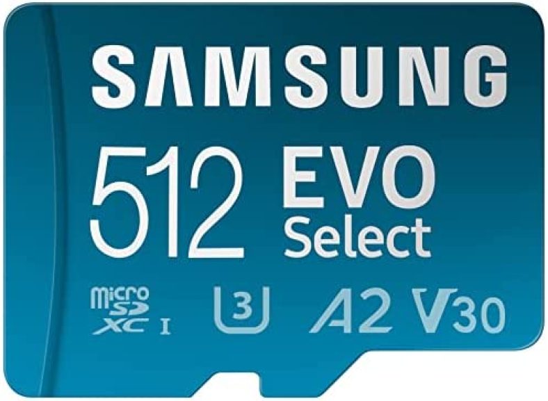 SAMSUNG EVO Select Micro SD-Memory-Card + Adapter, 512GB microSDXC 130MB/s Full HD & 4K UHD, UHS-I, U3, A2, V30, Expanded Storage for Android Smartphones, Tablets, Nintendo-Switch (MB-ME512KA/AM)