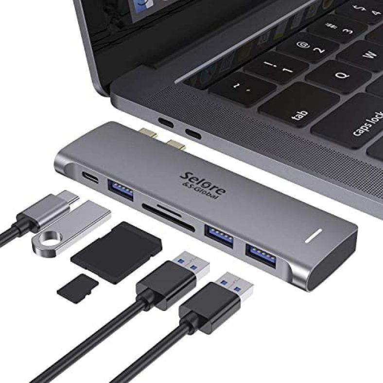 USB C Adapter for MacBook Pro/MacBook Air M1 2020 2019 2018 13″ 15″ 16″, 6 in 1 USB-C Hub MacBook Pro Accessories with 3 USB 3.0 Ports,USB C to SD/TF Card Reader and 100W Thunderbolt 3 PD Port