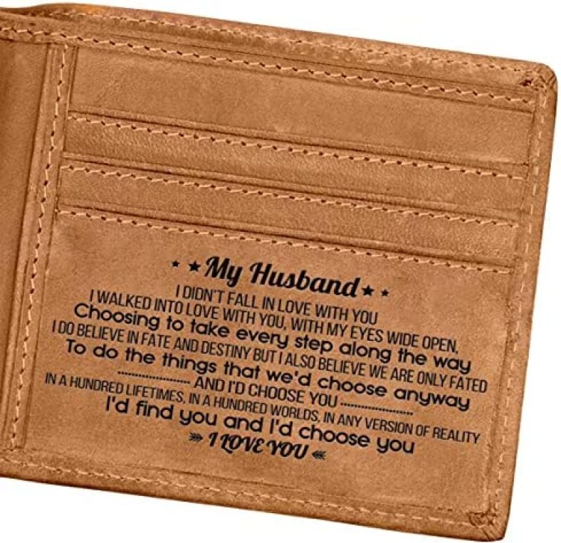 DOPTIKA Engraved Bifold Wallet – And I’d Find You, I’d Choose You – Engraved Men Wallet Personalized Leather Wallet for Men RFID Blocking – Gift For Husband Anniversary Valentine From Wife…