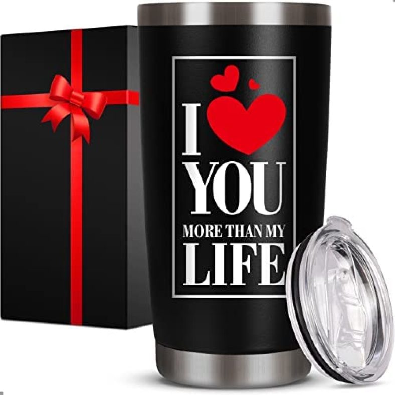 Gifts for Him Husband Boyfriend, I LOVE YOU Tumbler 20oz, Anniversary Valentines Day Birthday Gifts for Husband from Wife, Insulated Travel Tumbler for Men Him, Boyfriend Gifts