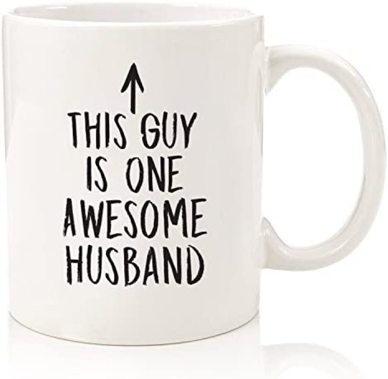 One Awesome Husband Funny Coffee Mug – Best Husband Gifts from Wife – Unique Gifts for Men, Him – Top Anniversary, Birthday Present Idea from Wifey – Fun Novelty Cup for the Mr, Hubby (White)