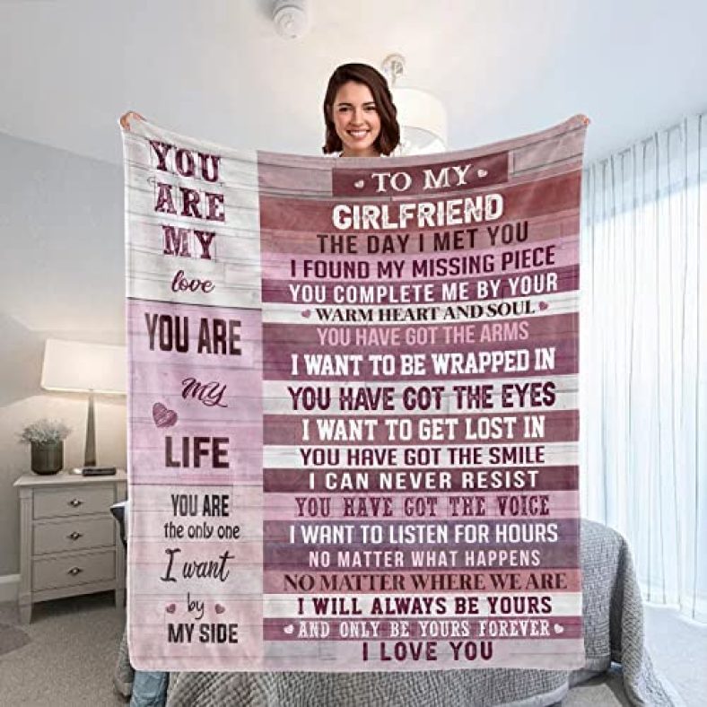 WSYEAR Mothers Day Birthday Gifts from Boyfriend, Gift for Girlfriend Birthday Gifts, Girlfriend Gift Ideas Throw Blankets Birthday Gifts for Anniversary Blankets for Bed Sofa and Couch 80×60