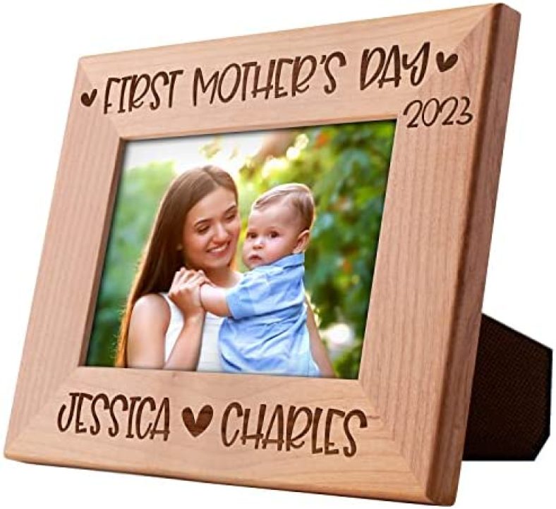 Gifts for Mom, Personalized First Mother’s Day Picture Frame with Names, Date | 4 Designs, 4×6-5×7 | 1st Mom Gift from Husband, Daughter, Son – Mom Gifts from Sister, Brother – Keepsake Frame