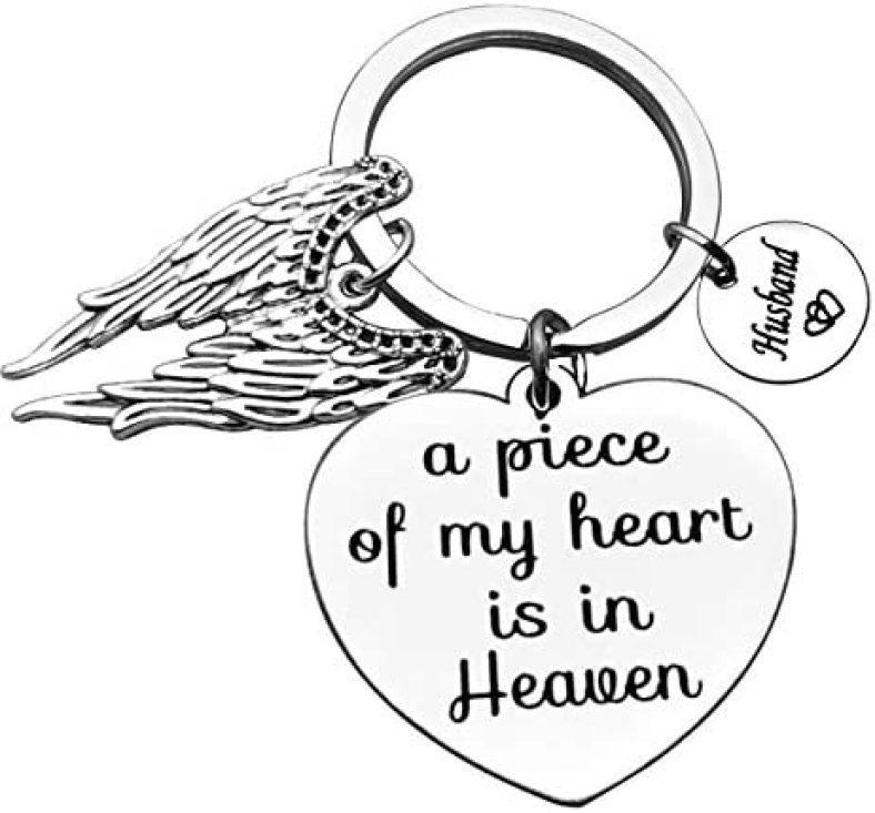 Vadaka Memorial Jewelry Gift Husband Memorial Keychain A Piece of My Heart is in Heaven Husband Keyring Sympathy Jewelry Remembrance Sympathy Gift Loss Memorial Keychain Gift