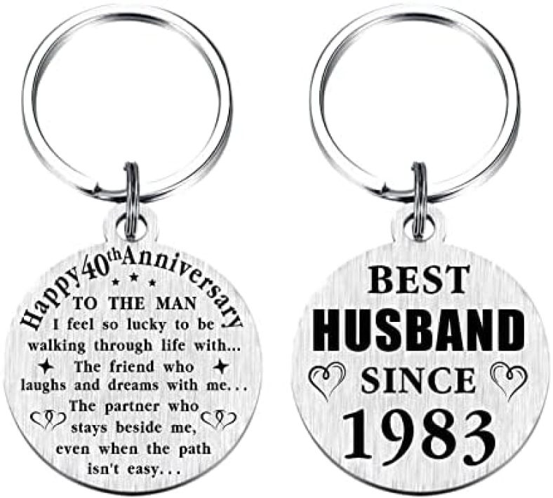 40th Wedding Anniversary Keychain Gifts, Best Husband Since 1983, 40 Year Anniversary Decoration for Him Men