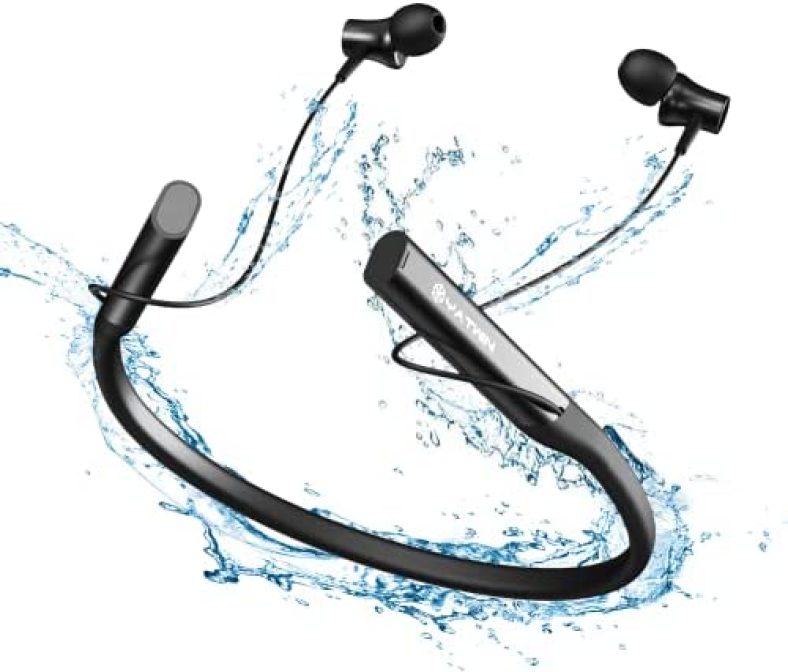 YATWIN Bluetooth Headphones,V5.3 Wireless Headset Noise Cancelling, IPX7 Waterproof Bluetooth Earbuds, 30Hrs Playtime Wireless Earbuds with Mic for Sports, Immersive Bass, 10mm Drivers in-Ear Earbuds