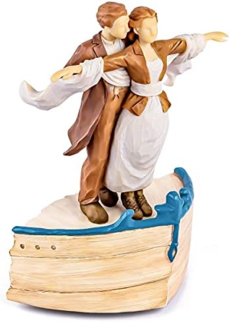 AIDLNS Couple Figurie Music Box Gift, Sculpted Hand-Painted Figure Musical Box, Anniversary Figurines Valentine’s Day Gift for Wife Husband Boyfriend Girlfriend(Love Boat Serenade)