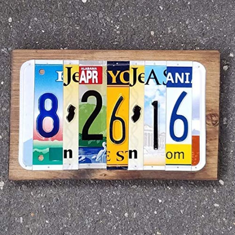 Jersey Plate Art – 10 year anniversary gift, unique birthday gift, license plate sign