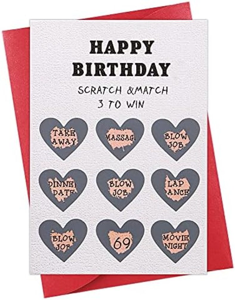 WHATSIGN Happy Birthday Card 4″x6″ Funny Birthday Scratch off Card,Naughty Rude Birthday Greeting Card with Envelope for Her Him Husband Boyfriend Fiance Men Girlfriend Wife