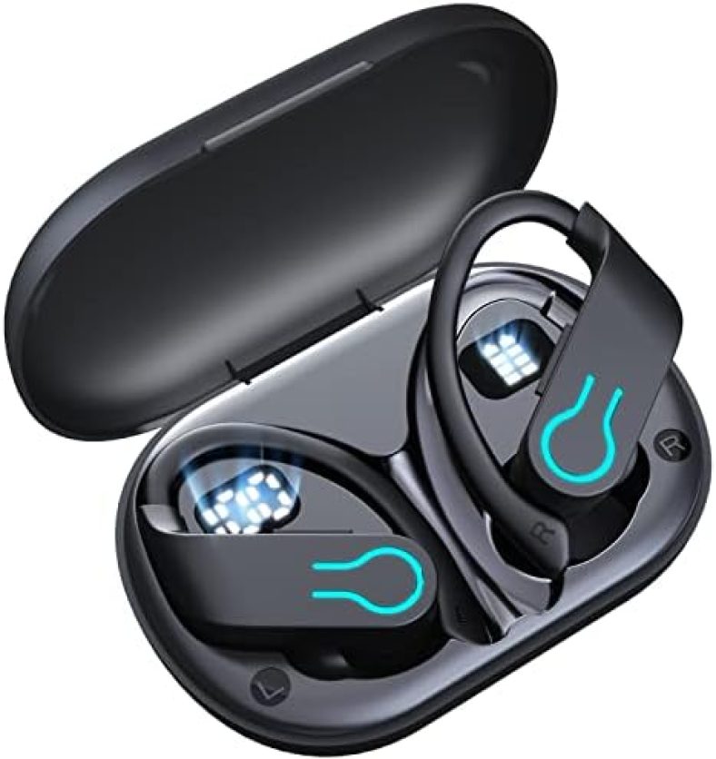 Bluetooth Headphones Wireless Earbuds Sports Over-Ear Bluetooth 5.3 Ear Buds with Earhooks 120H Playtime Wireless Headphones for Workout Waterproof Audifonos Bluetooth inalambricos LED Power Display