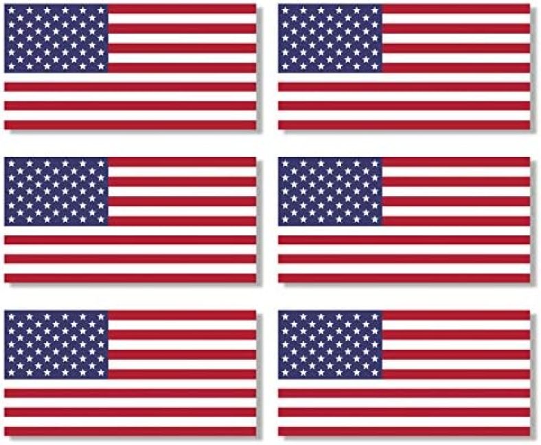 6 Pack USA American Flag Vinyl Decal Army Navy Tactical Military Country Weather-Resistant Bumper Stickers for Laptop, PC, Phone, Tablet, Baret, Helmet, Hat, Umbrella (1″x2″)