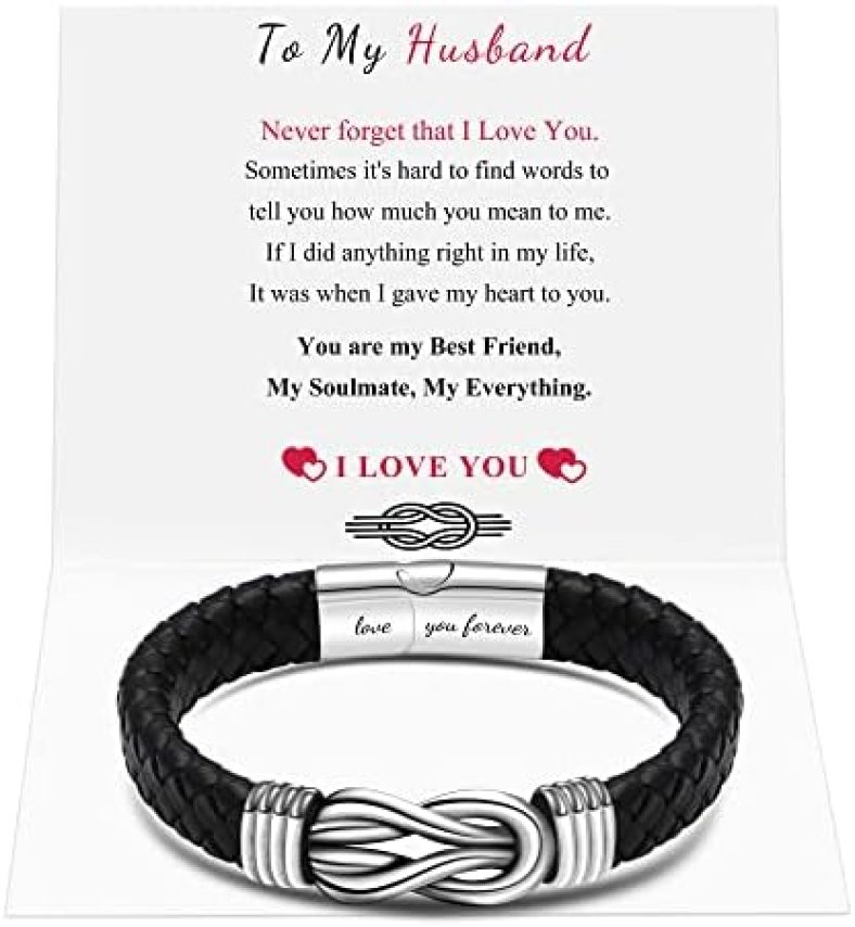 Black Braided Leather Bracelet Gift For Man Dad Husband Boyfriend Son Grandson Brother Forever Linked Together For Christmas Birthday Father’s Day Anniversary Men’s Stainless Steel Clasp 7.5|8.5 9inch