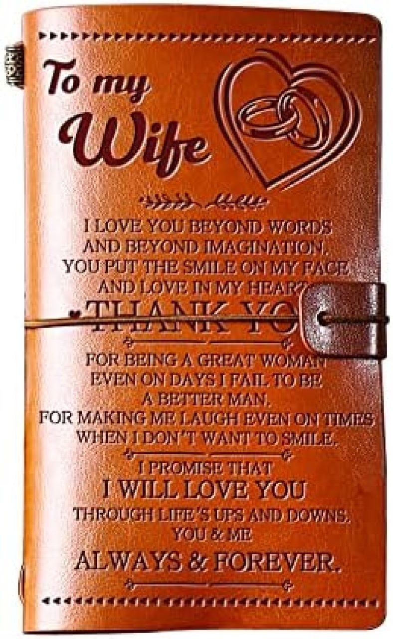 Giftrry Wife Gifts from Husband, To My Wife Leather Journal, 140 Page Wife Refillable Writing Journal, Anniversary Wedding Christmas Gifts for Wife from Husband, Romantic Gifts for her