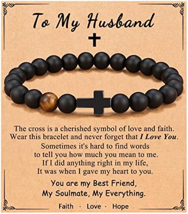 ORISPRE To Mens Boys Gifts Cross Bracelet for Son, Grandson, Dad, Husband, Godfather, Men – Birthday Graduation Retirement Christmas Christian Gift for Teens Boys Men