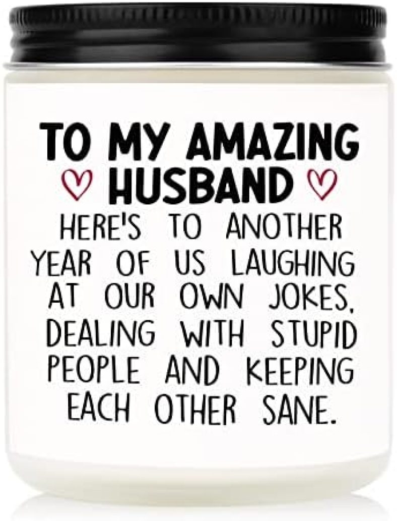 Shqiueos Gifts for Husband, Amazing Husband Birthday Candle, Birthday Gifts for Husband from Wife, Anniversary Wedding Gifts for Husband, Christmas Gifts Hubby Bday Present Lavender Scented Candle 7Oz