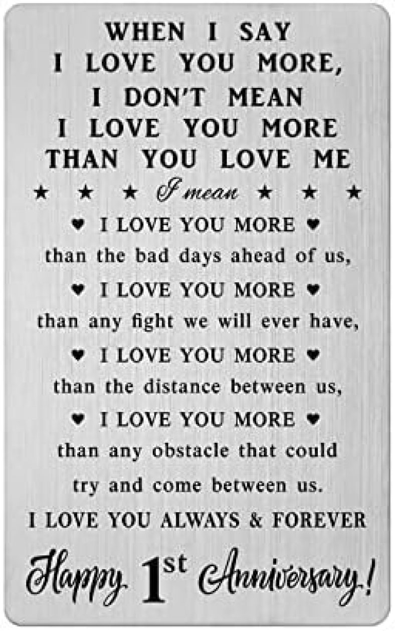 CPLJW 1 Year Wedding Anniversary Card Gifts for Him – Happy 1st Anniversary Card Gifts for Men – First Anniversary Romantic Engraved Wallet Card Presents