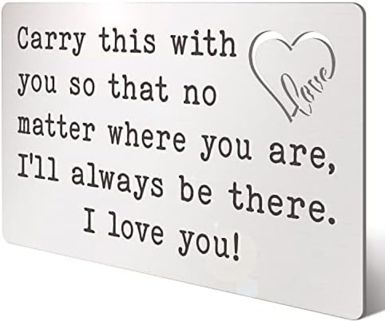 Anniversary Valentine’s Day Birthday Cards Gifts for Husband Boyfriend, Engraved Wallet Insert Card Gift for Him Men Hubby, Deployment Long Distance Relationship Love Gifts From Wife (LC – 10)