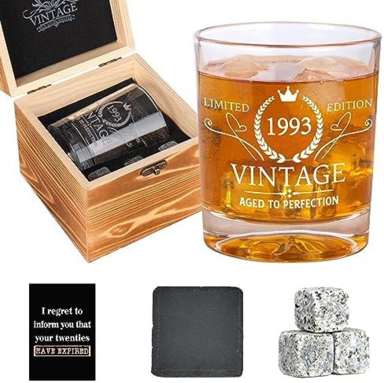 30th Birthday Gifts For Men, 1993 Whiskey Glasses, Old Fashioned Glasses, 30th Birthday Gifts, 30 Year Old Birthday Gifts For Men, Happy 30th Birthday Gifts For Him, 30 Birthday Gifts For Men,Husband