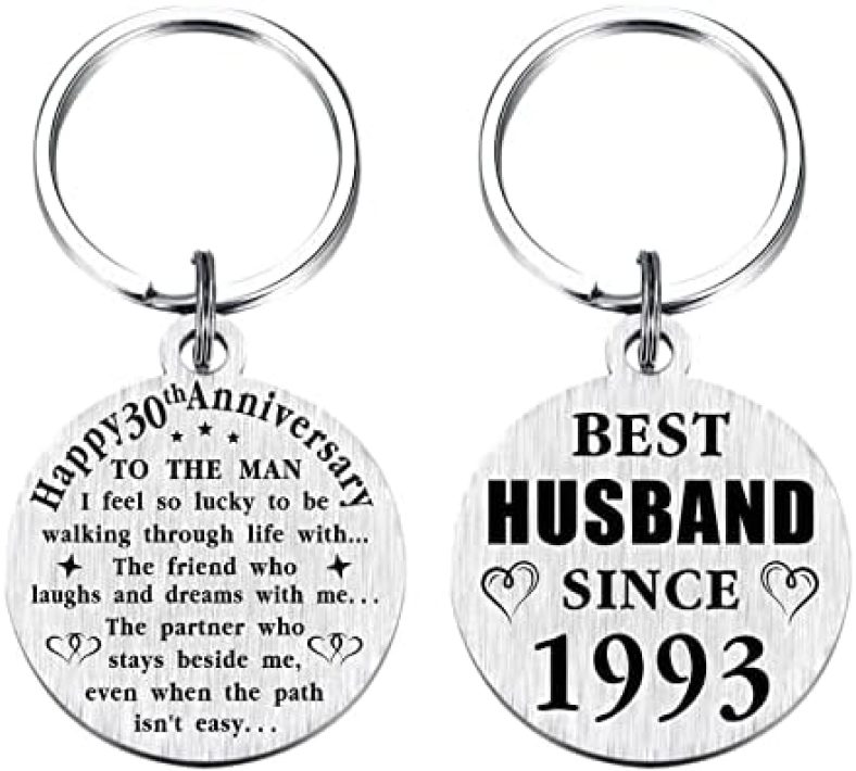 30th Wedding Anniversary Keychain Gifts, Best Husband Since 1993, 30 Year Anniversary Decoration for Him Men