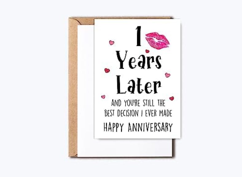 QPTADesignGift 1St Anniversary Card, 1 Years Later Still Awesome, The Best Decision I Ever Made, Best 1 Years Together Gift Idea For Bhusband Wife Boyfriend Girlfriend