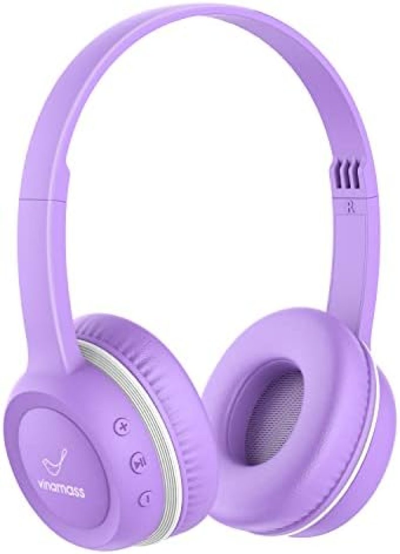 vinamass Kids Bluetooth Headphones, 22H Playtime, Bluetooth 5.0 & Built-in Mic, Noise Cancelling Headphones for Kids, Adjustable Headband, for School Home iPad Tablet Airplane