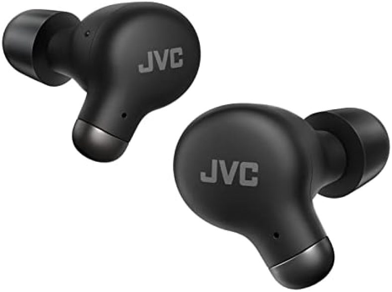 JVC Marshmallow Active Noise Canceling True Wireless Earbuds Headphones, Long Battery Life (up to 28 Hours), Sound with Neodymium Driver, Including Memory Foam Earpieces – HAA25TB Black, Compact