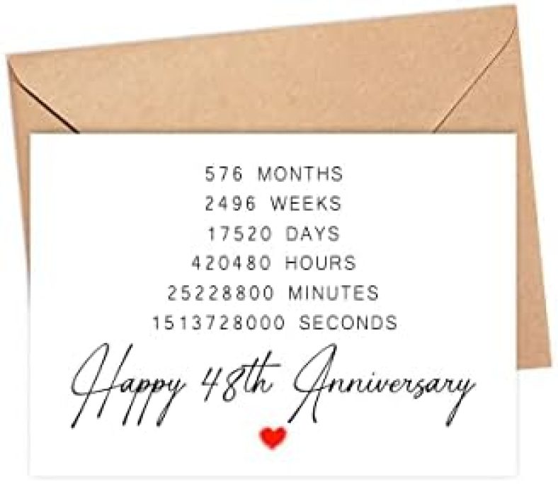 Happy 48th Anniversary Card – 48 Year Wedding Anniversary Card Gifts – Idea For Boyfriend – For Husband – For Grandparents – For Bestie – For Dad -For Mom- Happy Mothers Day – Fathers Day