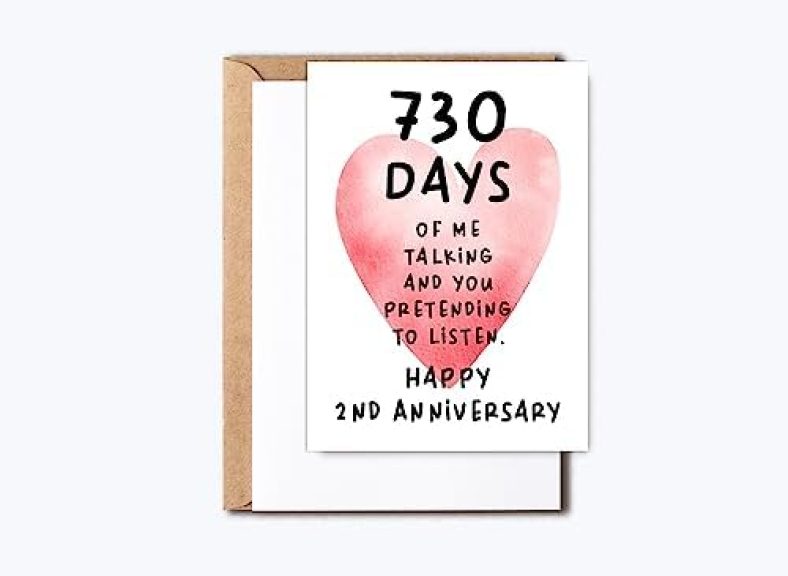 QPTADesignGift Happy 2Nd Anniversary Card – 730 Days Of Me Talking I Love You – Funny Cute For Husband Boyfriend 2 Year Wedding – Love Gift For Husband Or Wife