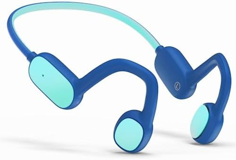 Mehomeli Kids Headphones, Bluetooth 5.2 Air Conduction Open Ear Headphones, 85dB Volume Limiting, Stereo Sound with Mic, IPX5 Waterproof, 10H Playtime, Perfect for School and Outdoor Activities-Blue