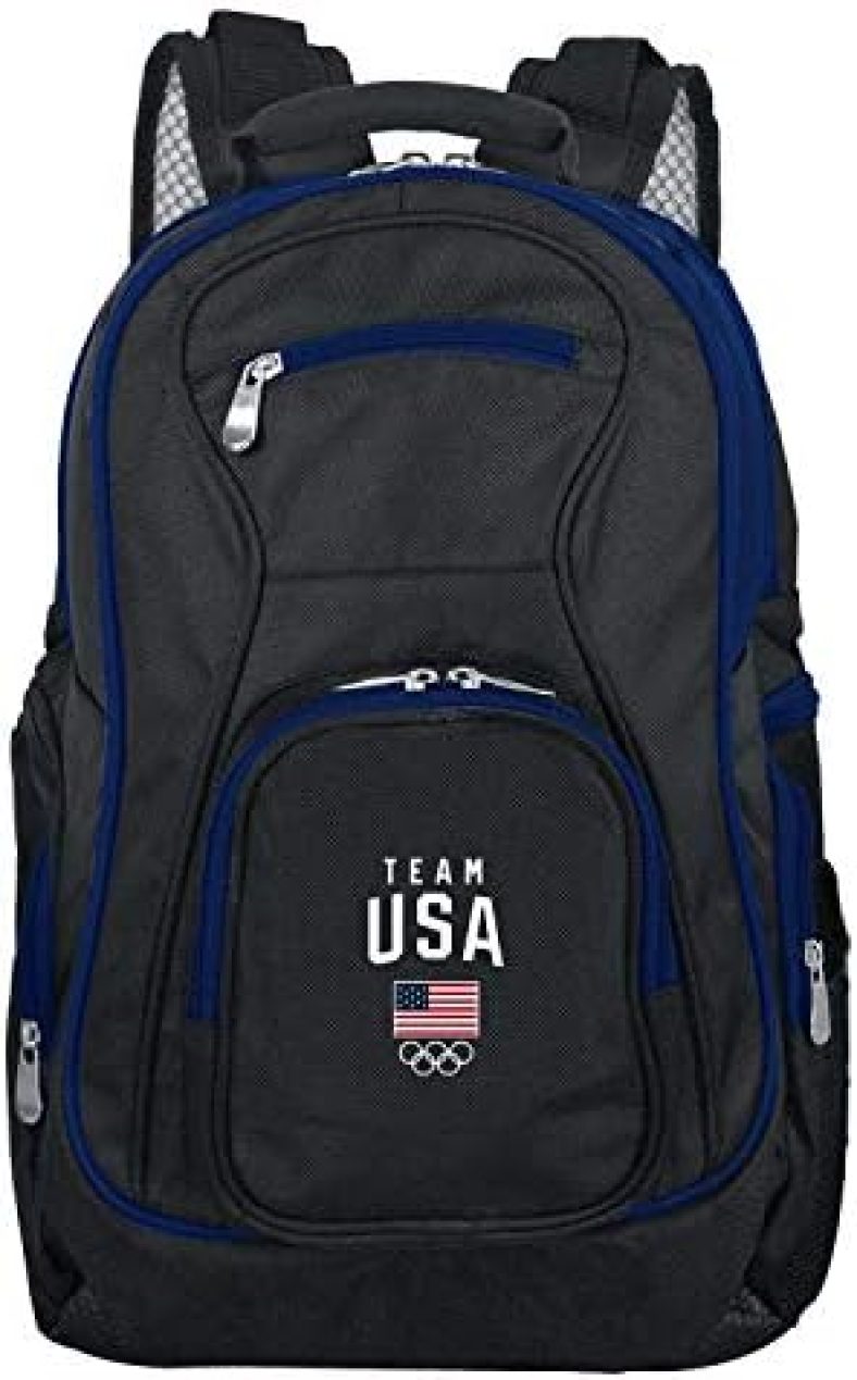 Denco Team USA Olympics Colored Trim Premium Laptop Backpack, 19-inches, Black