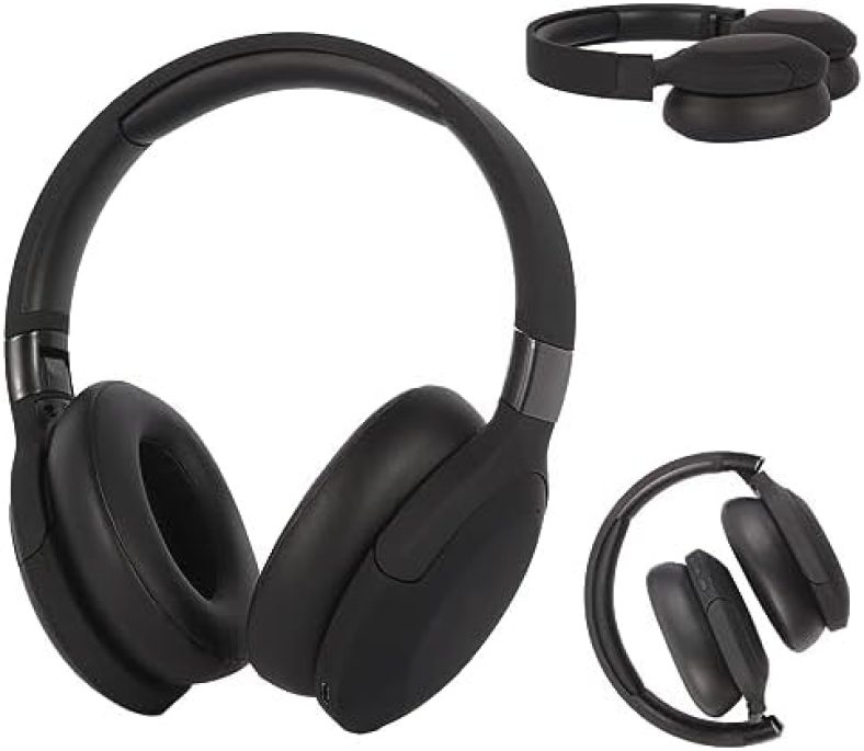 Bluetooth Headphones Over Ear, Wired/Wireless Overhead Headphones with Microphone, Soft Earmuffs & Foldable Lightweight Bluetooth Headsets with Hi-Fi Stereo Sound for Laptop PC Cellphone (Black)