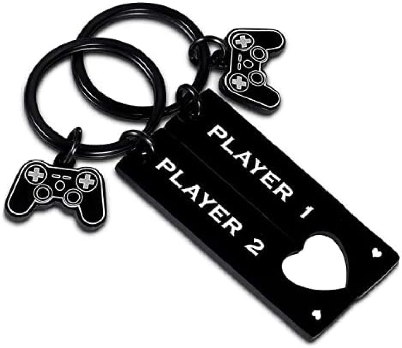 Nimteve 2PCs Funny Gamer Keyring Boyfriend Gifts from Girlfriend Matching Keychain Couple Gifts For Man Husband Fiance Gift from Wife Fiancee Valentine Birthday Anniversary