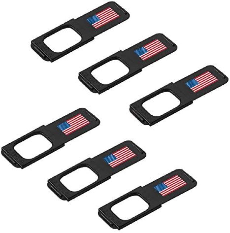 C-SLIDE Webcam Cover 6 Pack – Thin Sliding Laptop Cam Blocker, USA Flag, 1.5” x 0.5” and 1.5mm Thick – Thin Cam Slide Blocker for Computer, Tablet, Dell, Lenovo, HP, Echo Show, iPad, Chromebook